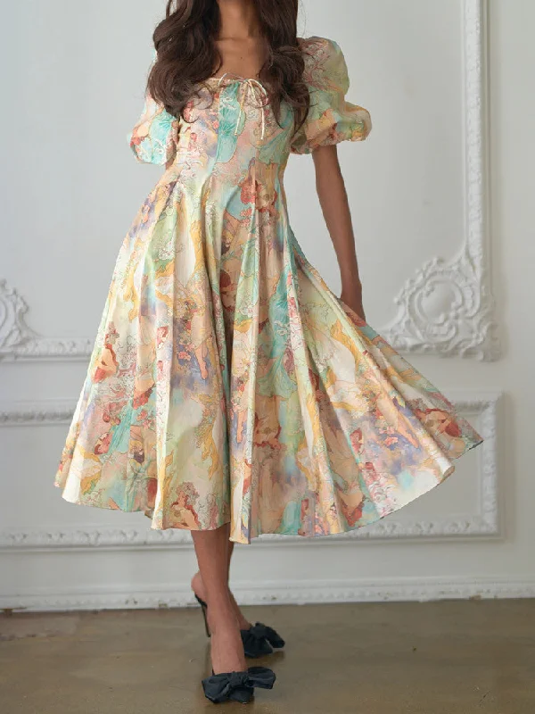 Get It Before It’s Gone!Lydia Summer Print Slim Waist Dress