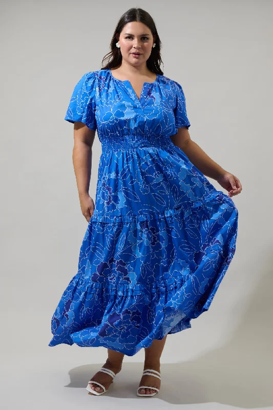 Exclusive Deals Just for You!Maris Floral Palmer Poplin Tiered Maxi Dress Curve
