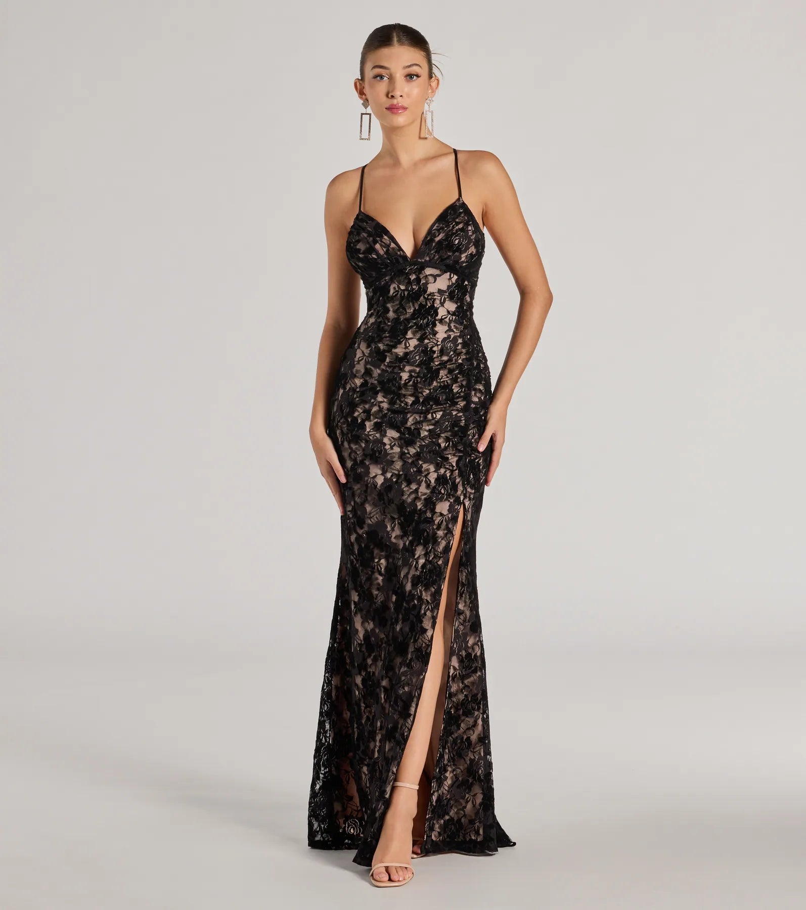 Everything Must Go!Mckenna Velvet Flocked Lace Mermaid Dress