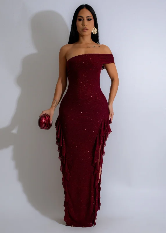 Only a Few Left – Order Now!Moonlit Ruffle Maxi Dress Red