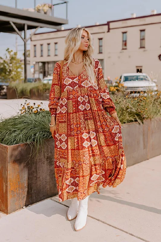Unlock Huge Savings Now!Orchard Oasis Paisley Maxi Dress in Wine