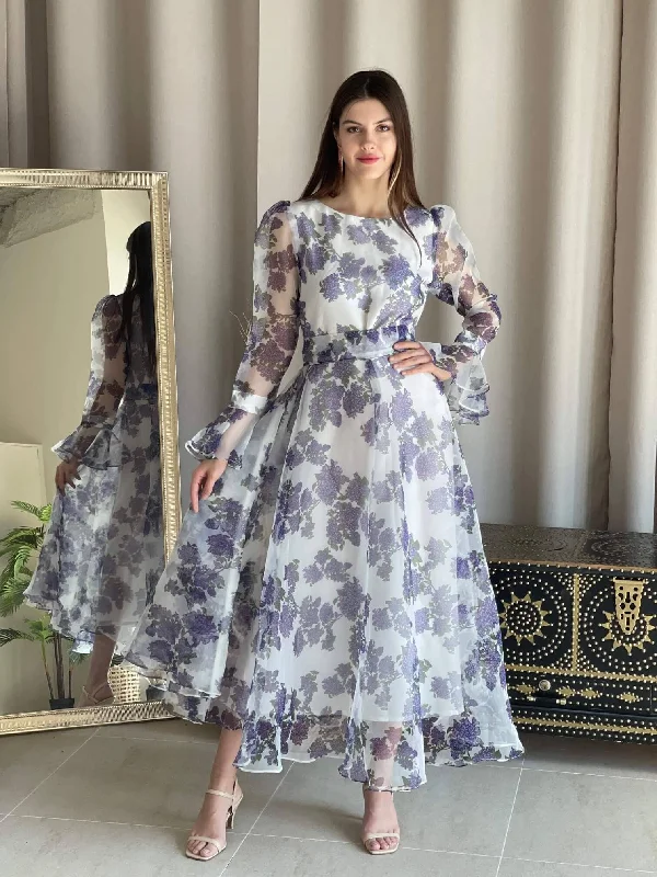Steals and Deals Await!Organza Dress In Peonies