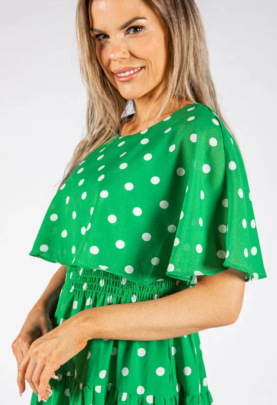 The Best Deals Won’t Wait!Polka Dot Tiered Midi Dress