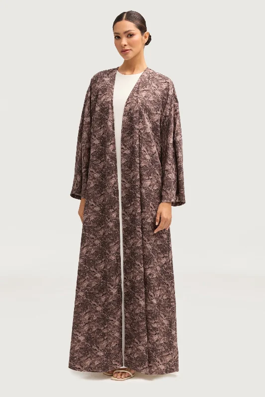 Your Discount is Waiting!Printed Open Abaya - Truffle