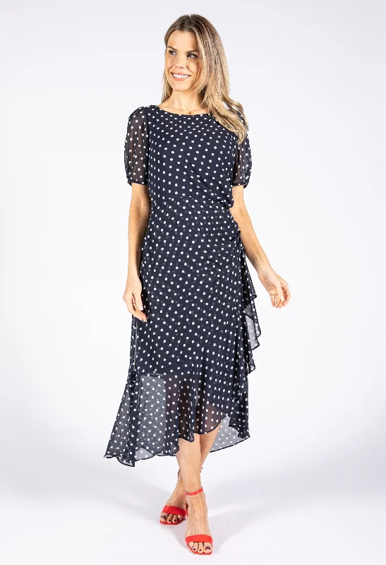 Save More with Every Purchase!Ruched Detail Polka Dot Dress