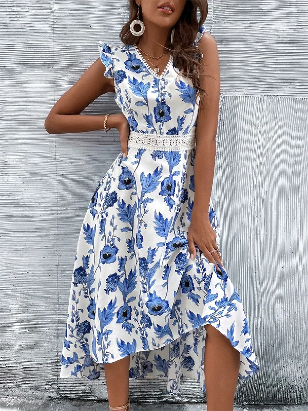 Your Exclusive Offer Awaits!Sally Summer Casual Floral Print Midi Dress
