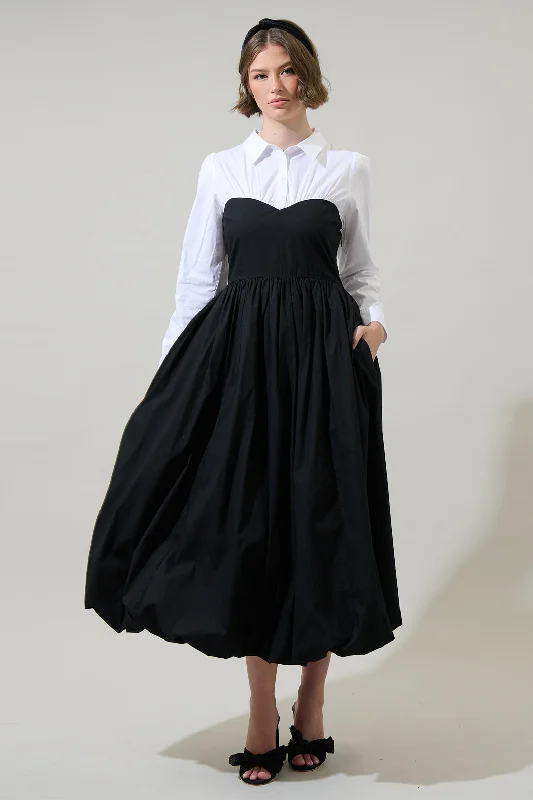 Limited Stock Available!Stori Collared Long Sleeve Maxi Dress