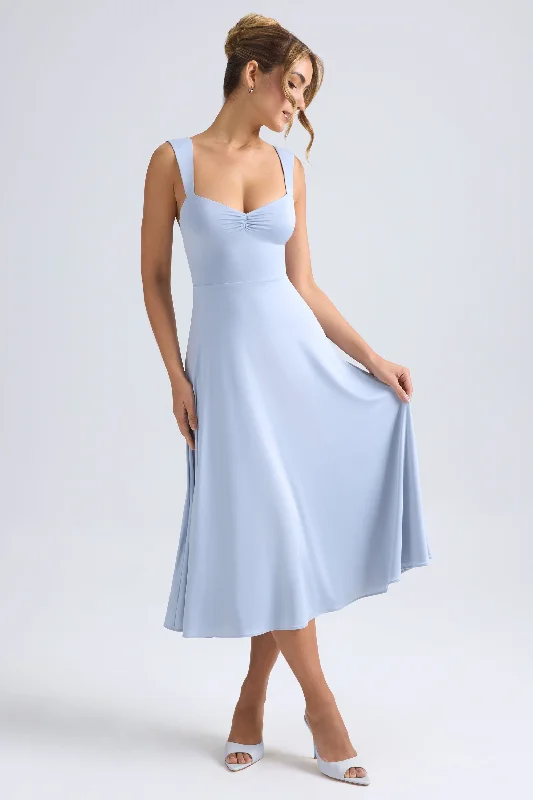 Buy One, Get One Free!Sweetheart-Neck Ruched Midaxi Dress in Light Blue