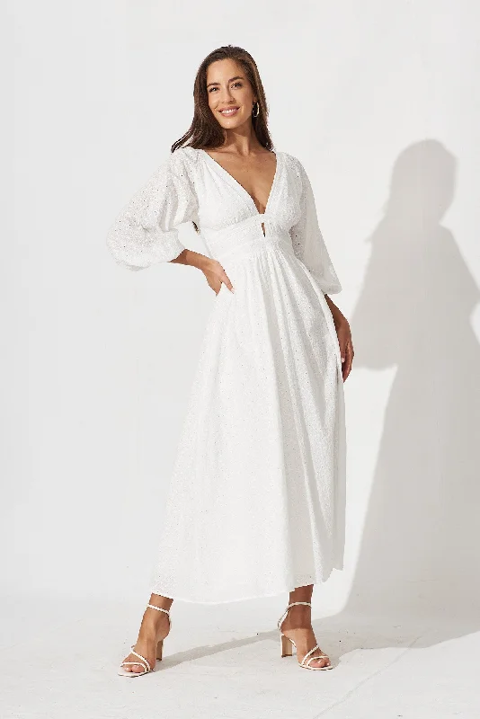 Save More When You Shop More!Tiana Maxi Dress In White Broderie
