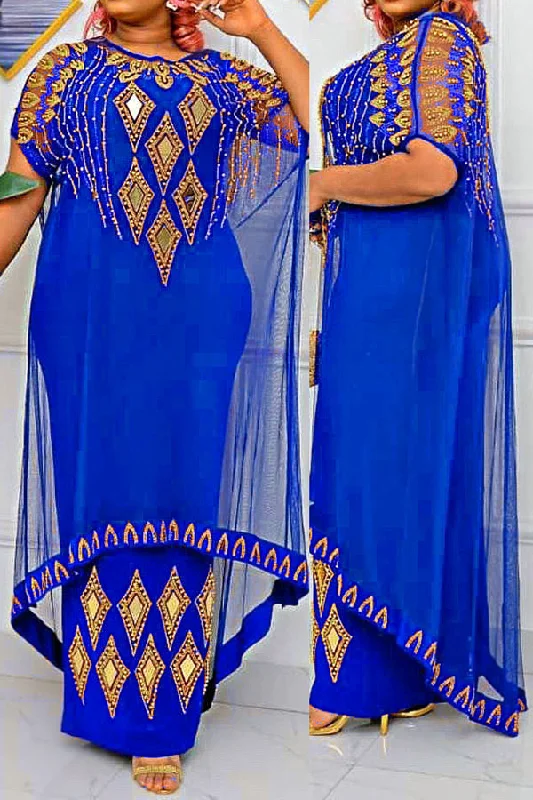 Shop Early, Save Big!Tribal Pattern Rhinestone African Maxi Dress