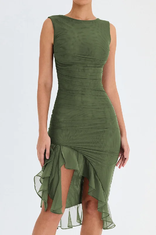 Hurry, Sale Ends Soon!Wendy Ruffle Ruched Midi Dress