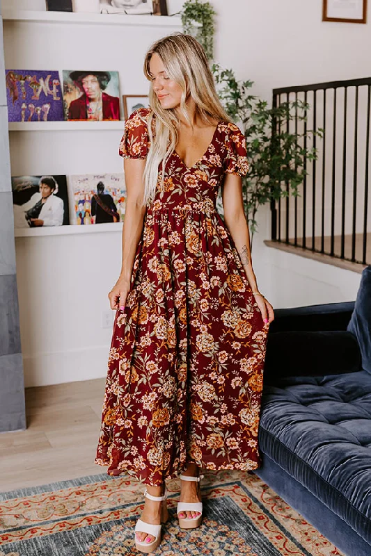 Flash Deals – Act Quickly!Wine For Two Floral Maxi Dress