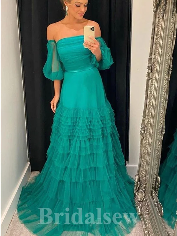 Your Favorite Sale is Back!A-line Tulle Strapless Fashion Elegant Long Women Evening Prom Dresses PD906