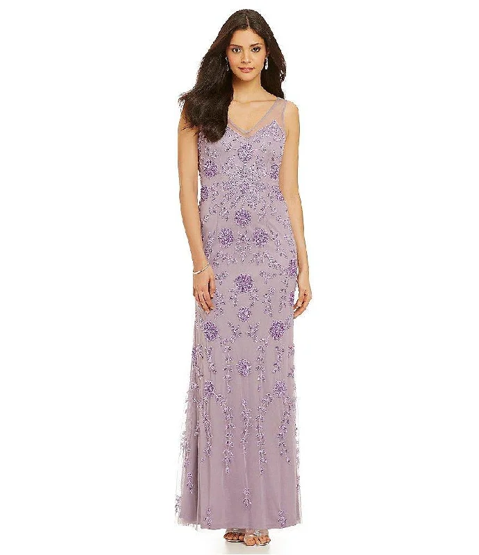 Your Discount is Waiting!Adrianna Papell - Illusion V-Neckline Long Dress 91884420