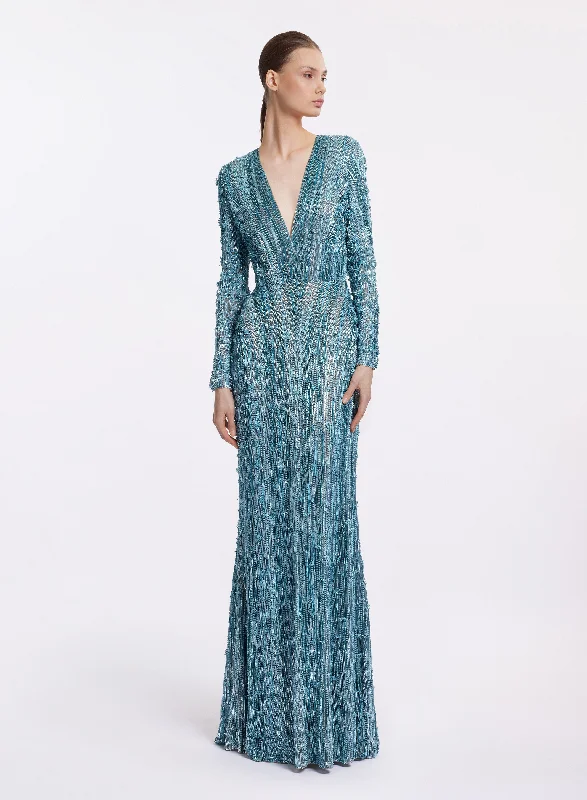 Save Like Never Before!Bead Embroidered Long Dress
