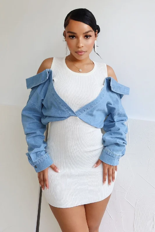Unbeatable Prices!Eleanor Denim And Knit Contrast Dress