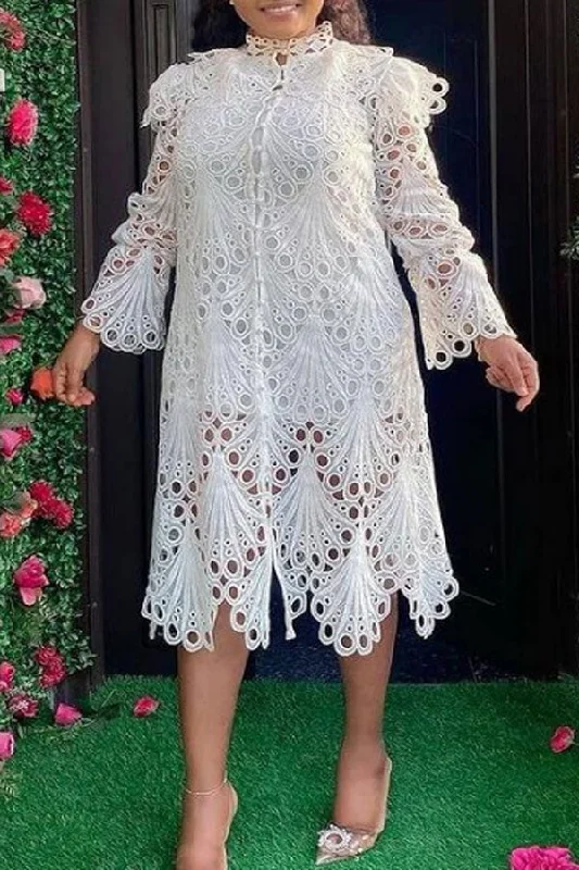 Snag the Best Prices Now!Floral Lace Elegant Midi Dress
