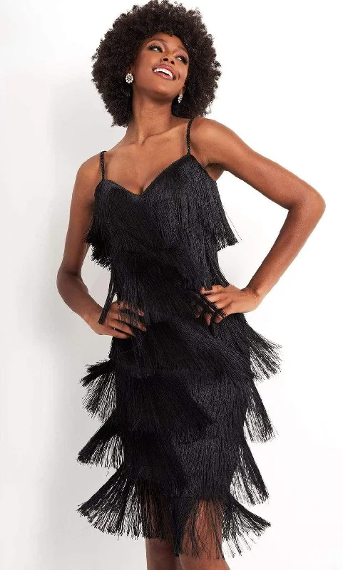 Great Deals, Just for You!Jovani - M3220 Spaghetti Strap Fringe Cocktail Dress