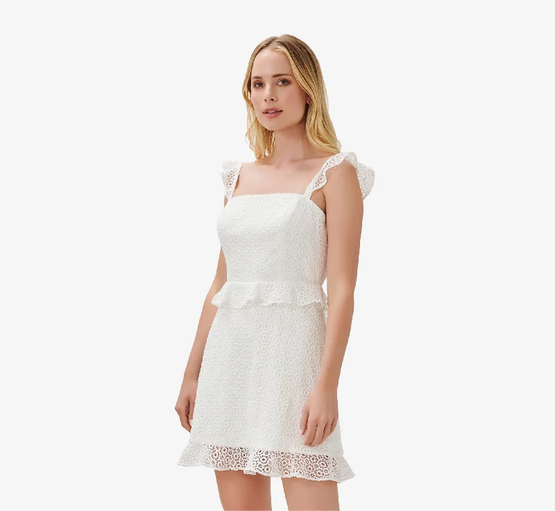 Limited-Time Price Drop!Lace Fit-And-Flare Short Cocktail Dress In Ivory