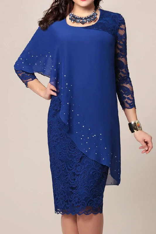 Limited-Time Price Drop!Lace Patchwork Chic Irregular Layered Midi Dress