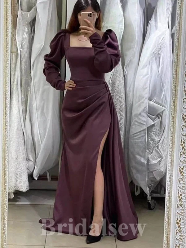 Your Discount is Waiting!Long Mermaid Purple Long Sleeves Slit Elegant Party Women Evening Prom Dresses PD912