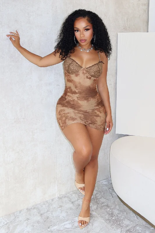 Score Huge Discounts Today!Mula Print Mesh Underwire Bustier Mini Dress