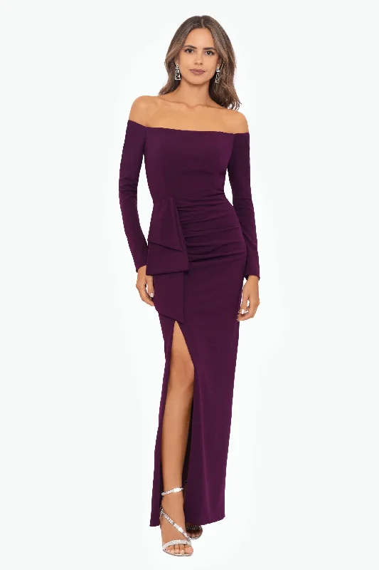 Limited-Time Price Drop!"Nellie" Off the Shoulder Long Sleeve Scuba Crepe Dress