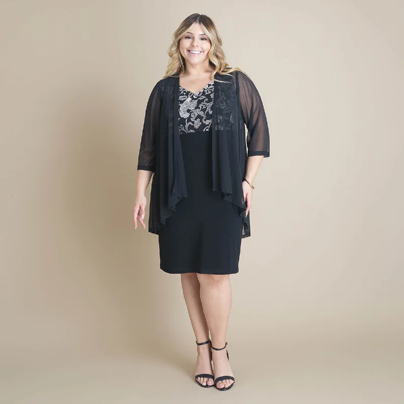 Shop Now and Save!Nina Metallic Gold Embroidery Jacket Dress