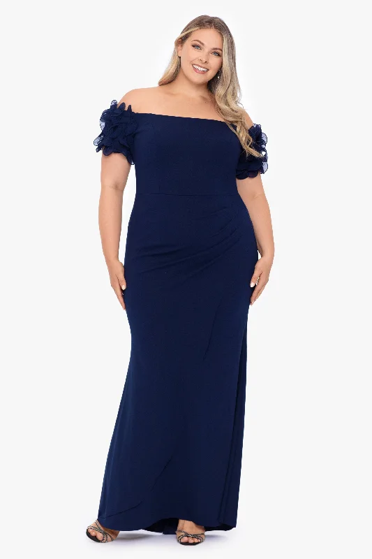 Biggest Sale of the Season!Plus "Ashlyn" Long Off the Shoulder Wire Flower Gown