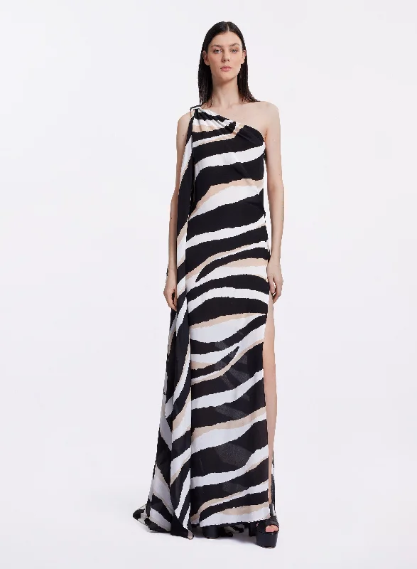 Save More When You Shop More!Zebra Print Silk Dress