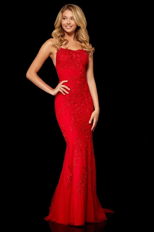 Today’s Deals, Tomorrow’s Regrets!Sherri Hill - 52338 Sexy Open Back Foliage Motif Dress