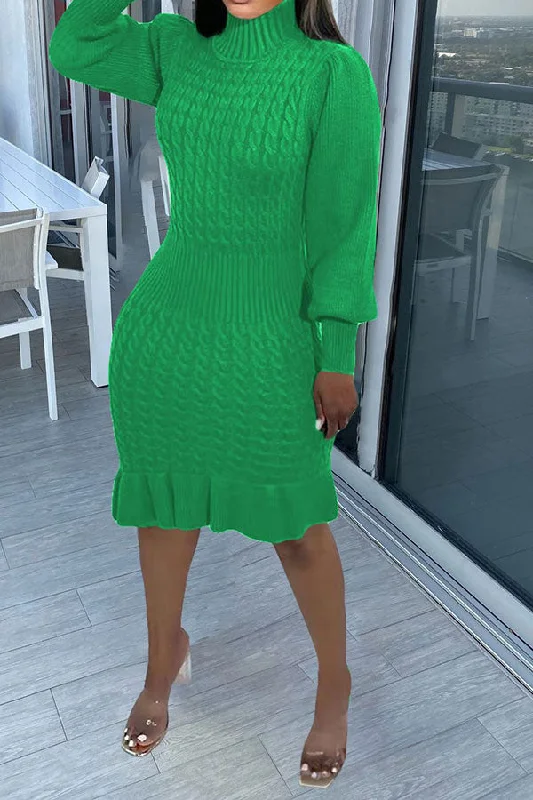 Your Discount is Waiting!Solid Color Elegant Ruffle Midi Dress