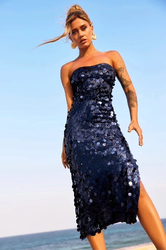 Shop Early, Save Big!Stay Cute Midi Dress - Navy
