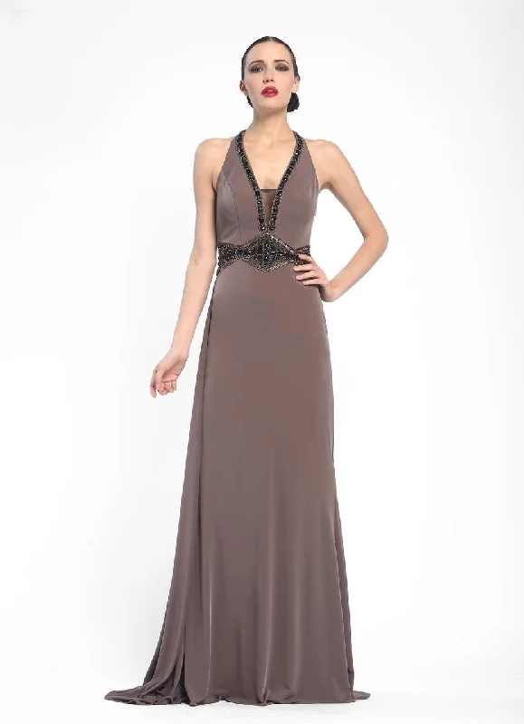 Shop Now and Save!Sue Wong - Embellished Halter Neck A-Line Dress N5347