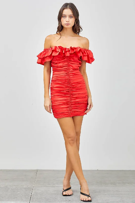 Get the Best for Less!Tangerine Ruffle Tube Bodycon Mini Dress