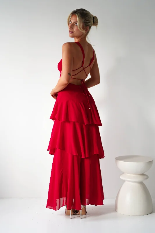 Price Drops You’ll Love!Andalusia Ruffle Maxi Dress | Red