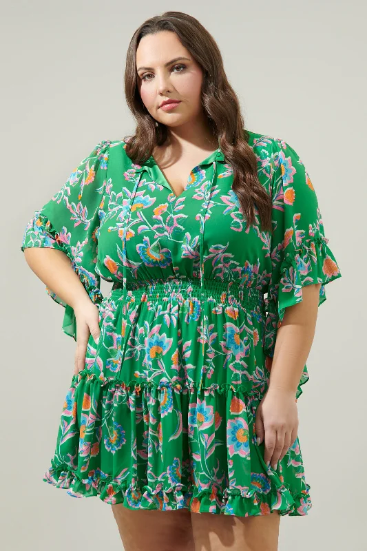Hottest Discounts of the Year!Belize Floral Amorcito Bell Sleeve Mini Dress Curve