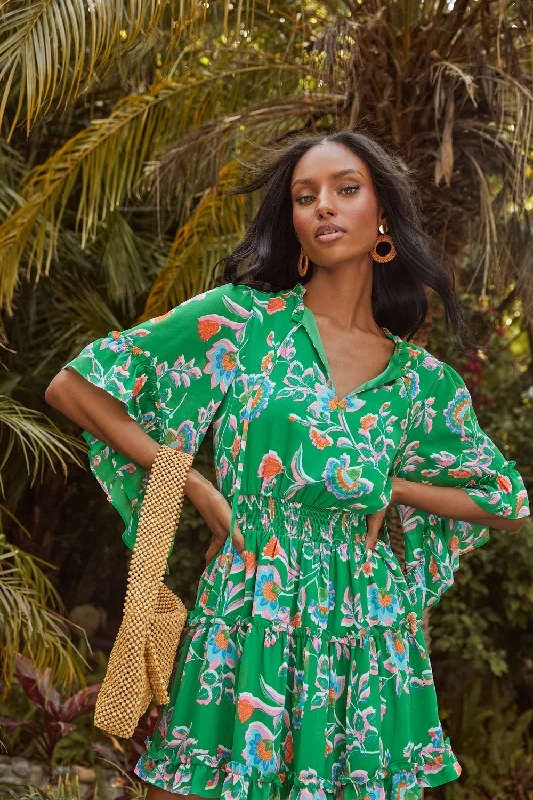 New Discounts Just Dropped!Belize Floral Amorcito Bell Sleeve Mini Dress