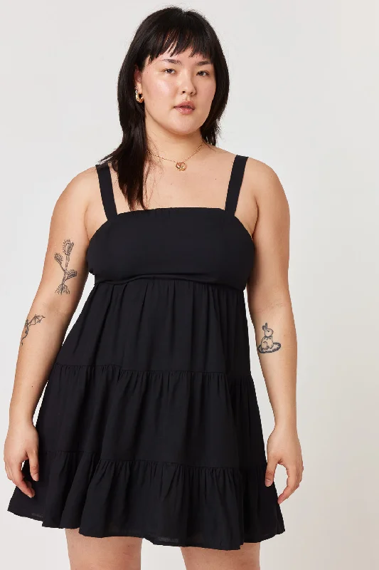 The Best Sale of the Year!Black Tie Back Woven Dress