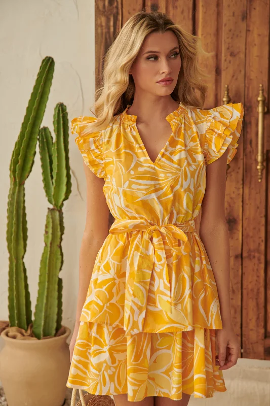 Huge Savings – Act Now!Dayglow Tropics Marisol Tiered Mini Dress