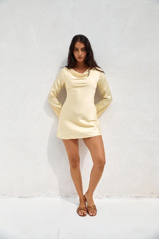 The Best Deals Won’t Wait!Elegant Evenings Satin Mini Dress Yellow