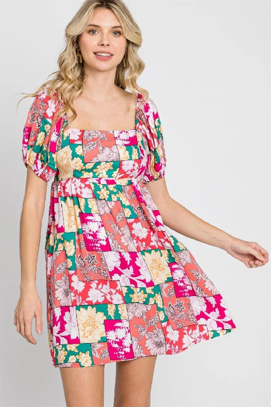 Limited-Time Price Drop!Floral Ruff Sleeve Short Dress