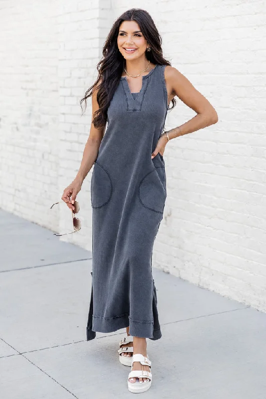 Lowest Prices Guaranteed!Forgotten Romance Black Acid Wash Midi Dress
