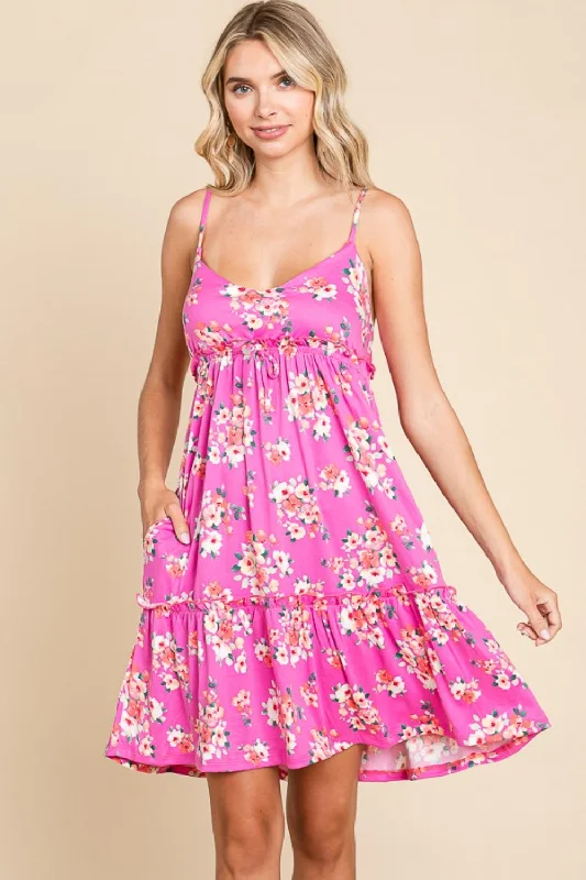 Price Drops You’ll Love!Full Size Floral Ruffled Cami Short Dress