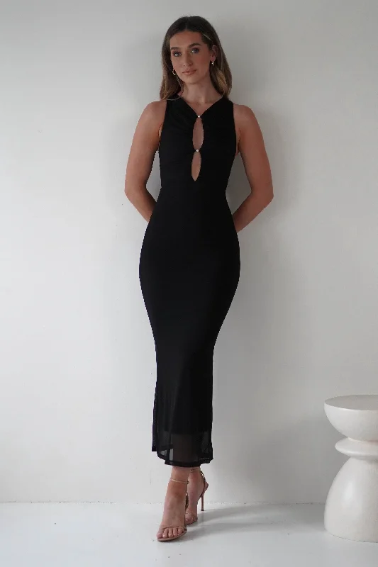 Stock Up and Save!Hallie Mesh Bodycon Maxi Dress | Black
