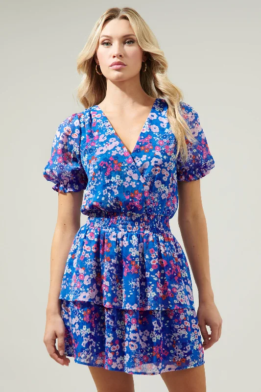 The Best Offers Are Here!Junie Floral Amina Surplice Ruffle Mini Dress