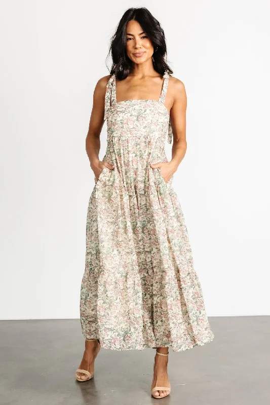 Crazy Discounts Inside!Lelisa Shoulder Tie Dress | Cream Floral