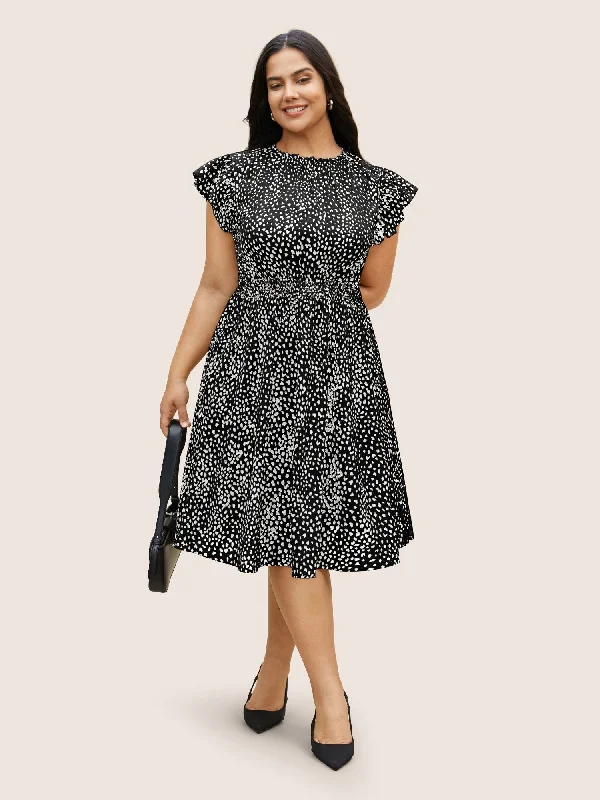 Shop Now and Save!Leopard Print Frill Trim Cap Sleeve Dress
