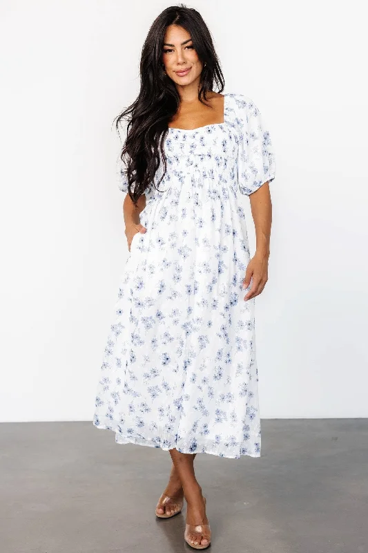 Limited Edition, Limited Price!Luca Dress | White + Blue Floral