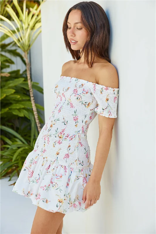 Hurry, Sale Ends Soon!Mimi Off Shoulder Mini Dress Beige